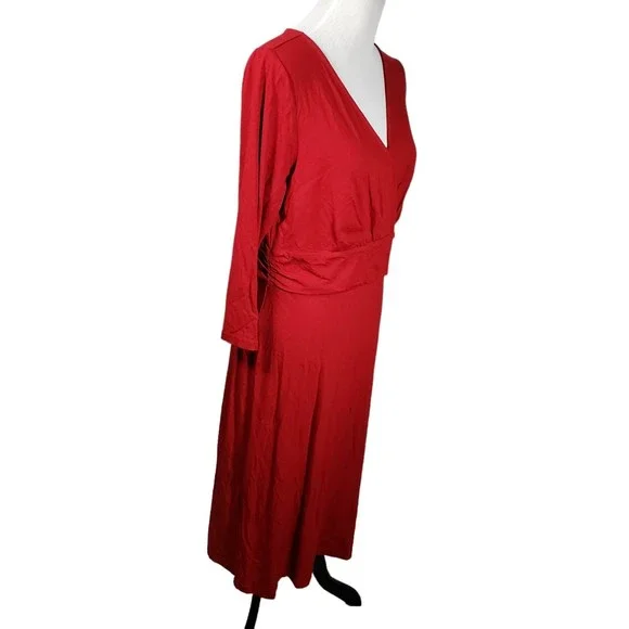 Talbots Women's size Large Red Long Sleeve Dress AS IS - Picture 3 of 8